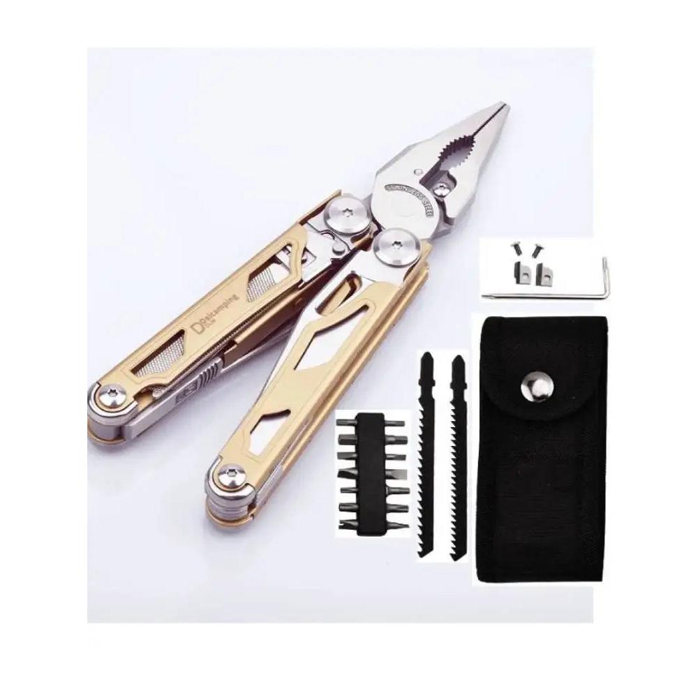 EDC Replaceable-Blade Multitool with Bits & Pouch dl30-full-set-yellow by HitMyNeed
