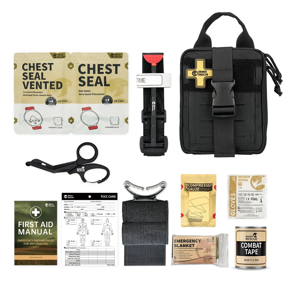 EDC Tactical First Aid Trauma Kit with MOLLE Pouch by HitMyNeed