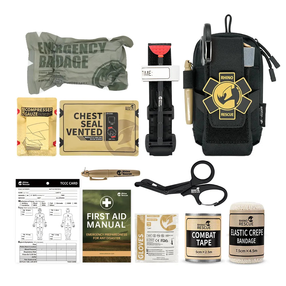 EDC Tactical First Aid Trauma Kit with MOLLE Pouch edc-pouch-black by HitMyNeed