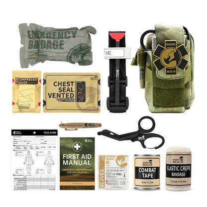 EDC Tactical First Aid Trauma Kit with MOLLE Pouch edc-pouch-green by HitMyNeed