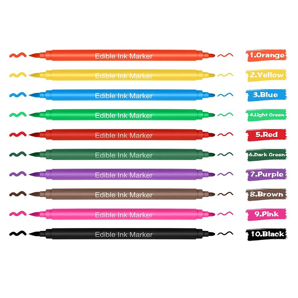 Edible Food Color Pens Set, 10 Double-Ended Colors by HitMyNeed