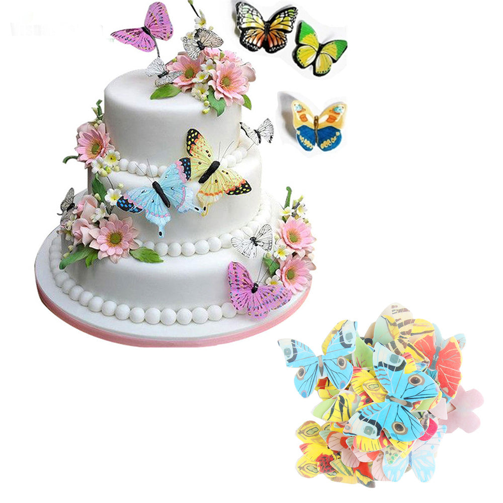 Edible Mixed Butterfly Wafer Cake Toppers (42 pcs) by HitMyNeed