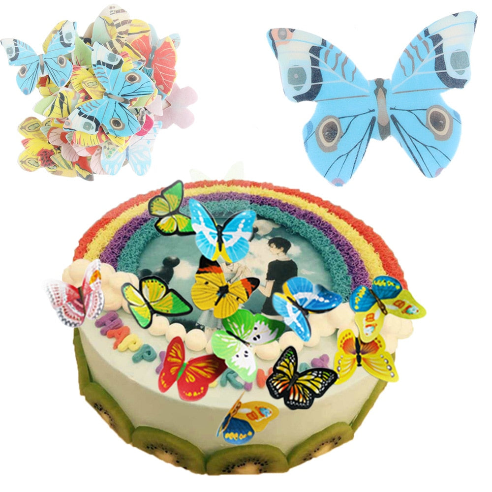 Edible Mixed Butterfly Wafer Cake Toppers (42 pcs) by HitMyNeed