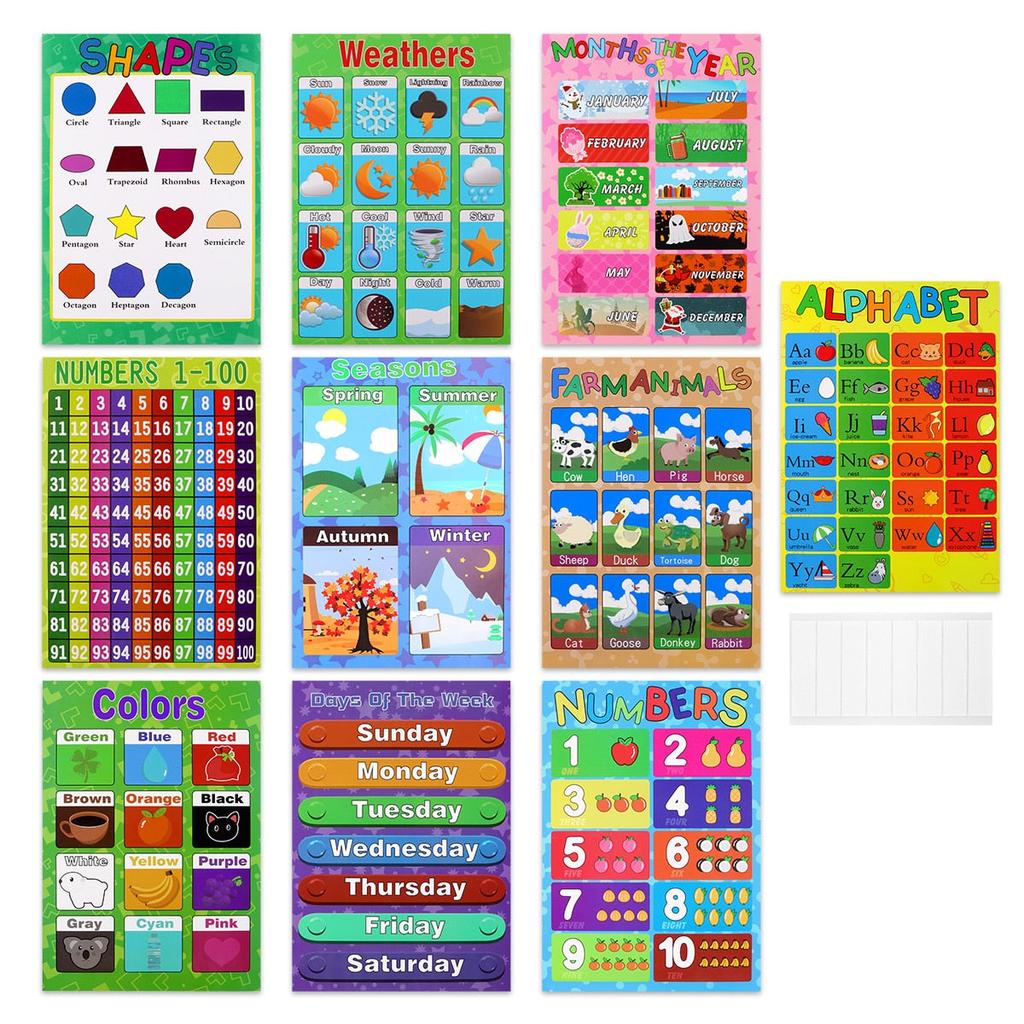Educational Preschool Posters Set (10 Pack) by HitMyNeed