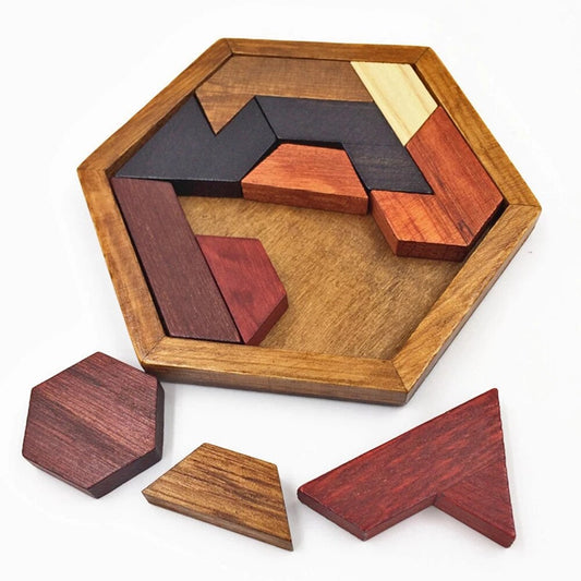 Educational Wooden Hexagon Montessori Puzzle by HitMyNeed