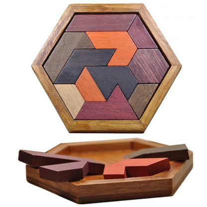 Educational Wooden Hexagon Montessori Puzzle by HitMyNeed