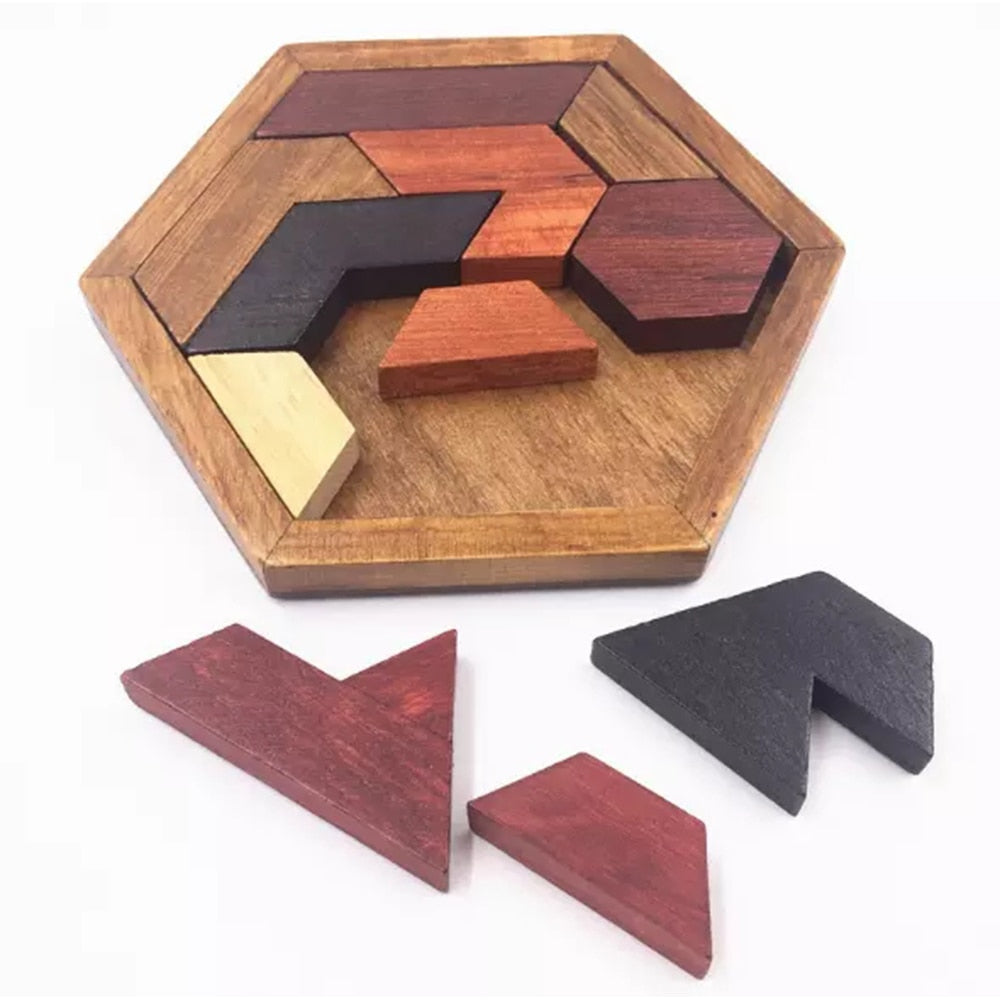 Educational Wooden Hexagon Montessori Puzzle by HitMyNeed