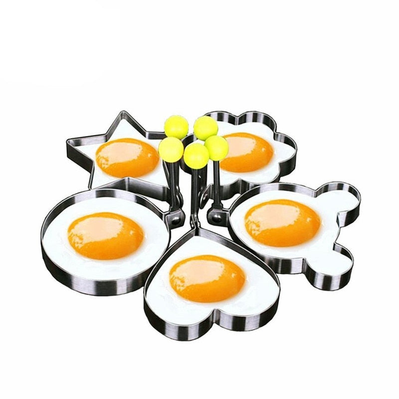 Egg Frying Molds Set, 5 Stainless Steel Shapes by HitMyNeed