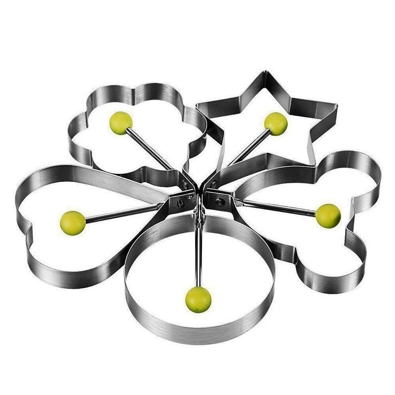 Egg Frying Molds Set, 5 Stainless Steel Shapes by HitMyNeed