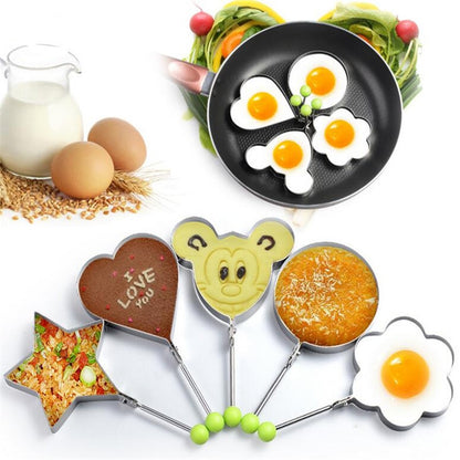 Egg Frying Molds Set, 5 Stainless Steel Shapes by HitMyNeed