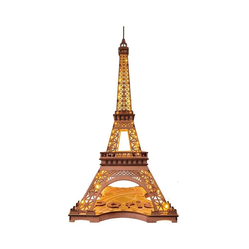 Eiffel Tower 3D Wooden Puzzle with LED Lights by HitMyNeed