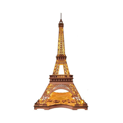 Eiffel Tower 3D Wooden Puzzle with LED Lights by HitMyNeed