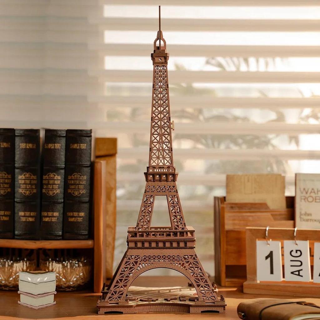 Eiffel Tower 3D Wooden Puzzle with LED Lights by HitMyNeed