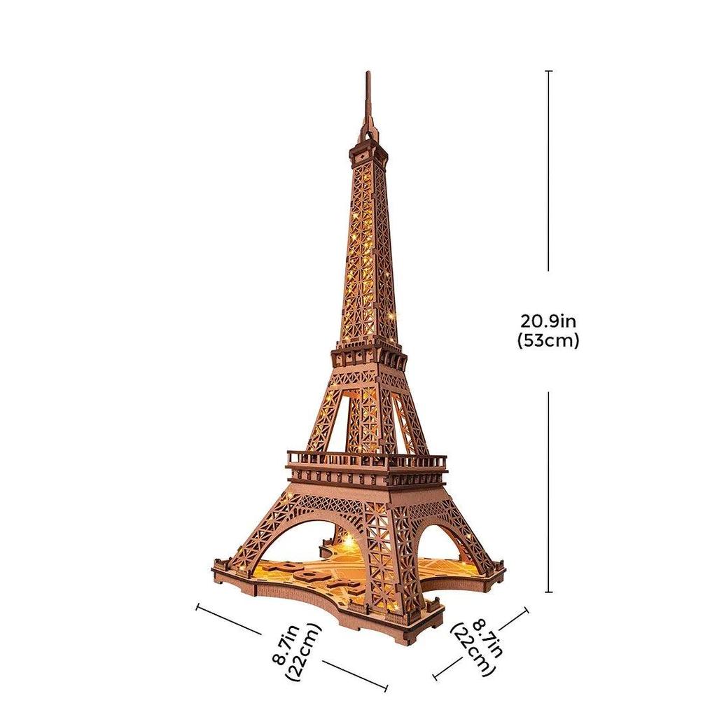 Eiffel Tower 3D Wooden Puzzle with LED Lights by HitMyNeed