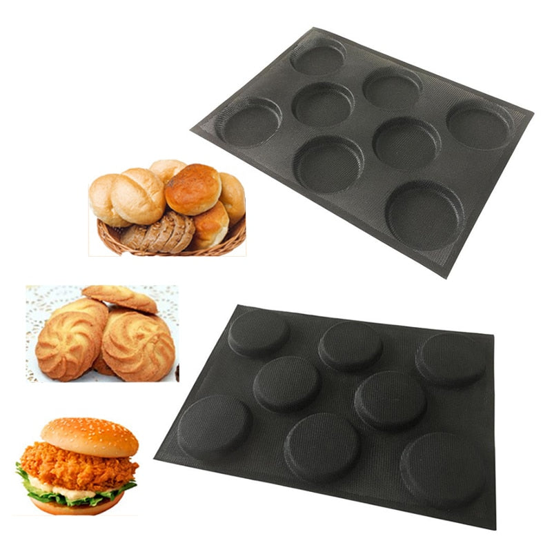 Eight Hole Silicone Hamburger Bun Pan by HitMyNeed