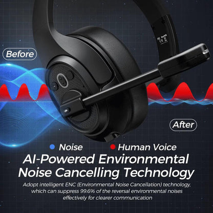 EKSA H1 Bluetooth Headset with ENC Mic, 30H Talktime by HitMyNeed