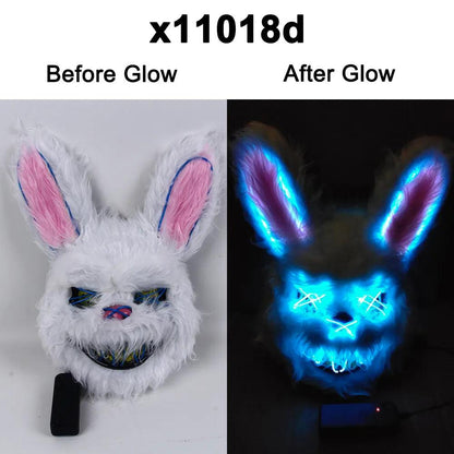 EL Wire Bunny LED Mask for Parties & Cosplay blue by HitMyNeed
