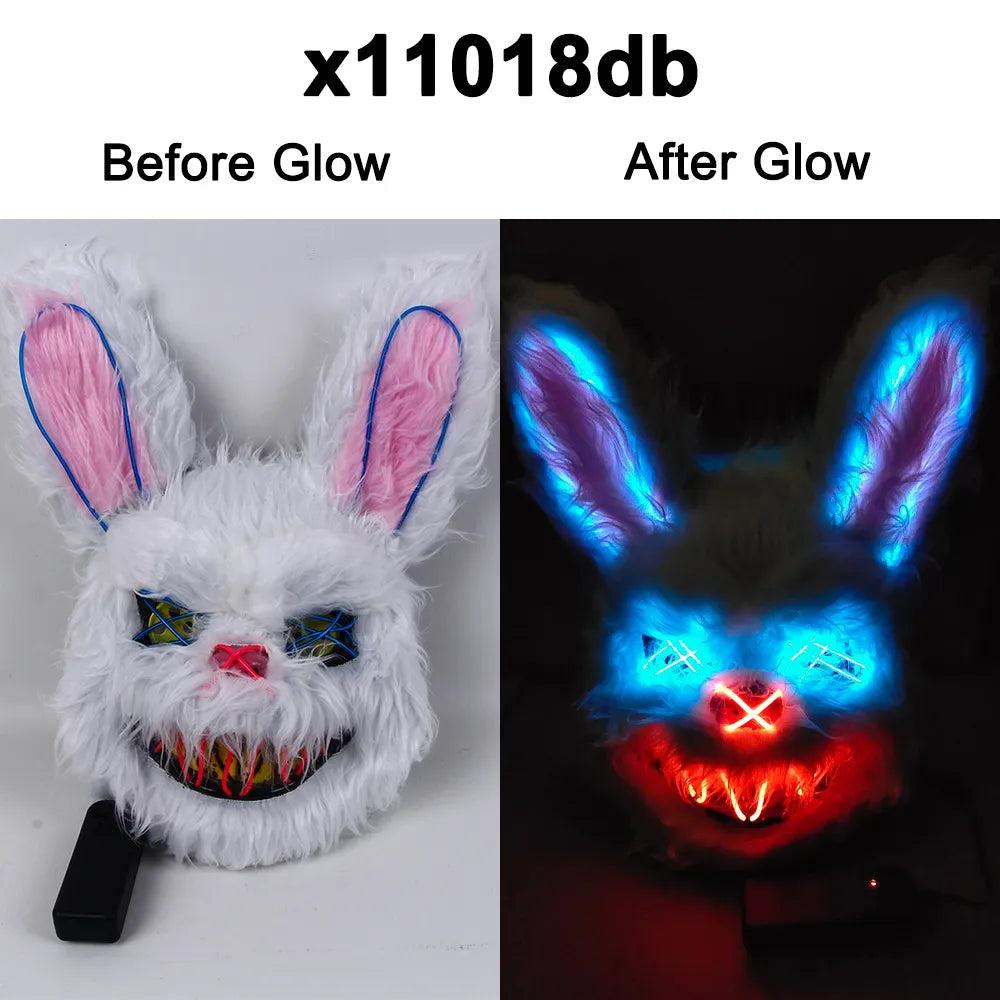 EL Wire Bunny LED Mask for Parties & Cosplay blue-red by HitMyNeed