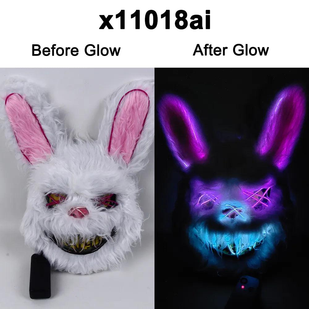 EL Wire Bunny LED Mask for Parties & Cosplay purple-white by HitMyNeed