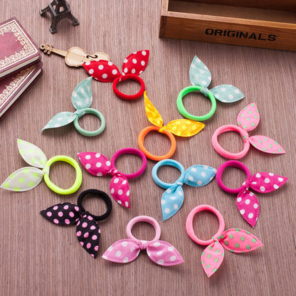 Elastic Hair Bands for Children, Bunny Ear Design (10 pcs) by HitMyNeed