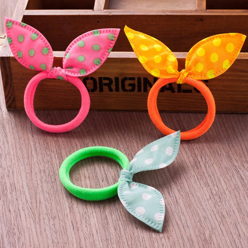 Elastic Hair Bands for Children, Bunny Ear Design (10 pcs) by HitMyNeed
