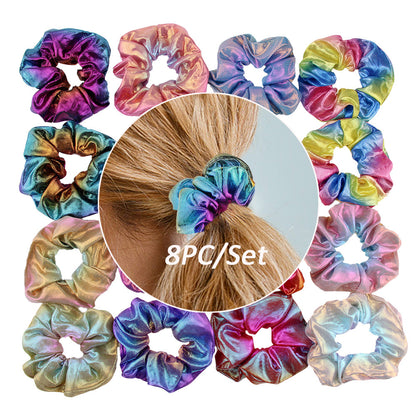 Elastic Holographic Hair Scrunchies Set (8 Pack) by HitMyNeed
