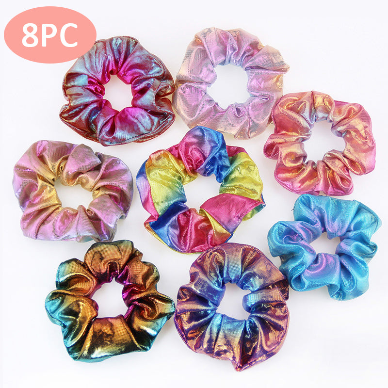 Elastic Holographic Hair Scrunchies Set (8 Pack) by HitMyNeed