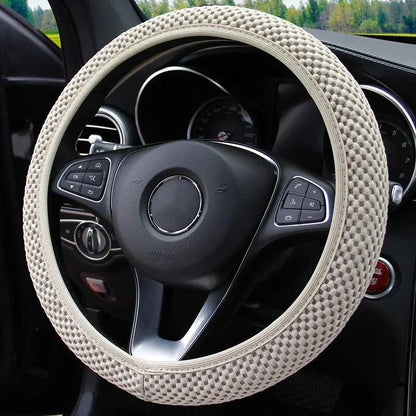 Elastic Non-Slip Universal Steering Wheel Cover beige by HitMyNeed