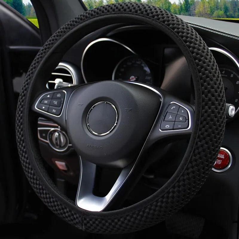 Elastic Non-Slip Universal Steering Wheel Cover black by HitMyNeed