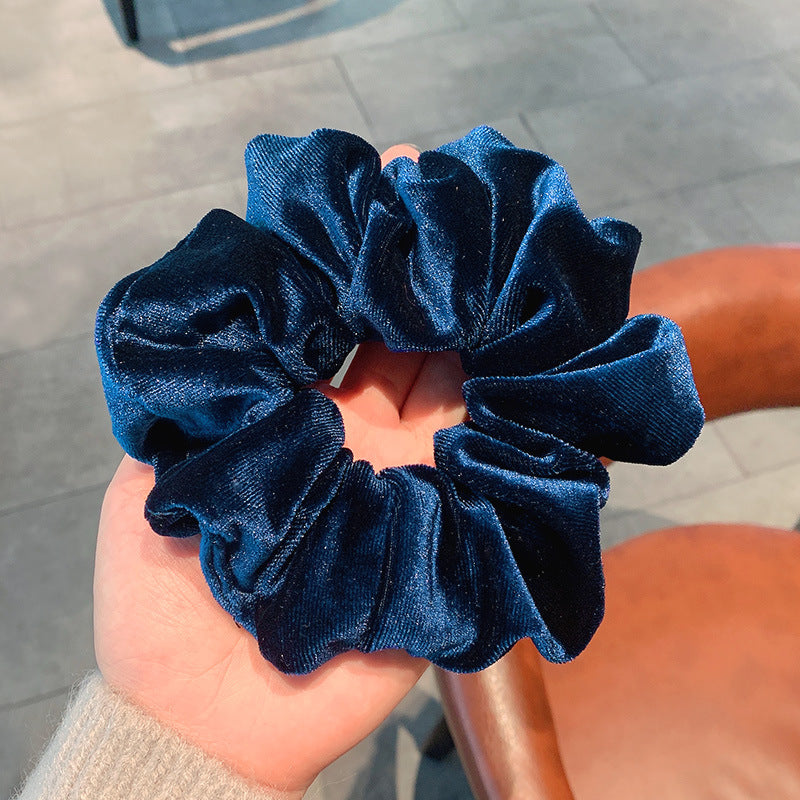 Elastic Velvet Oversized Hair Scrunchie navy-blue by HitMyNeed