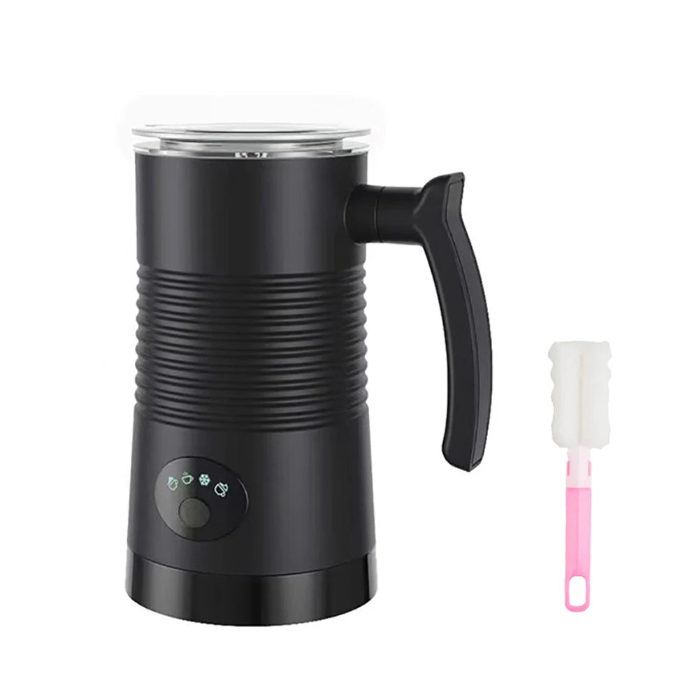 Electric 4-in-1 Hot & Cold Milk Frother Foamer black by HitMyNeed