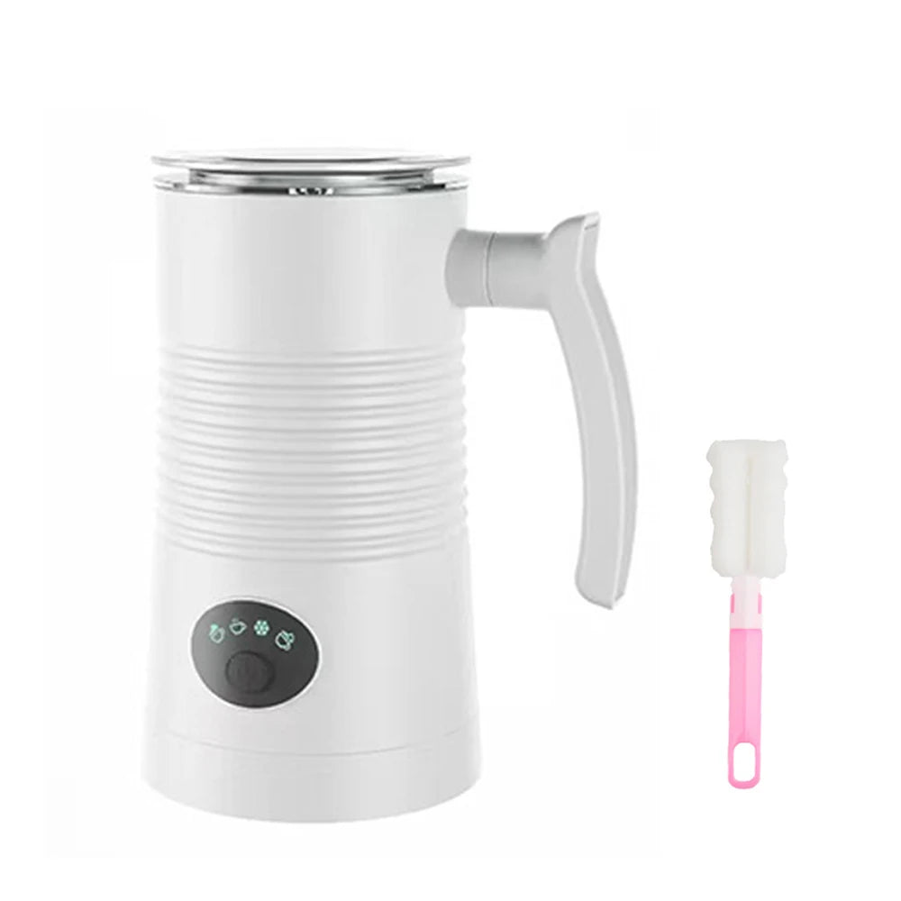 Electric 4-in-1 Hot & Cold Milk Frother Foamer white by HitMyNeed