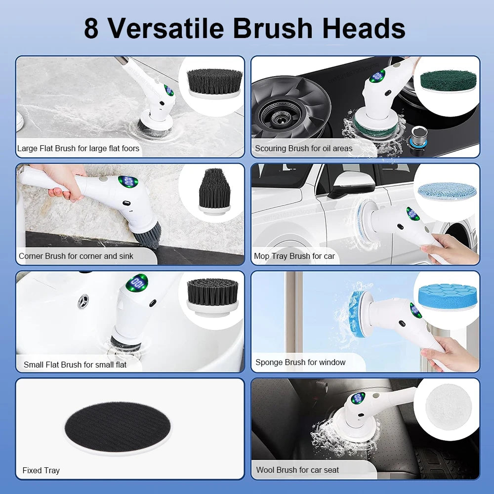 Electric 8-in-1 Wireless Rotating Cleaning Brush by HitMyNeed