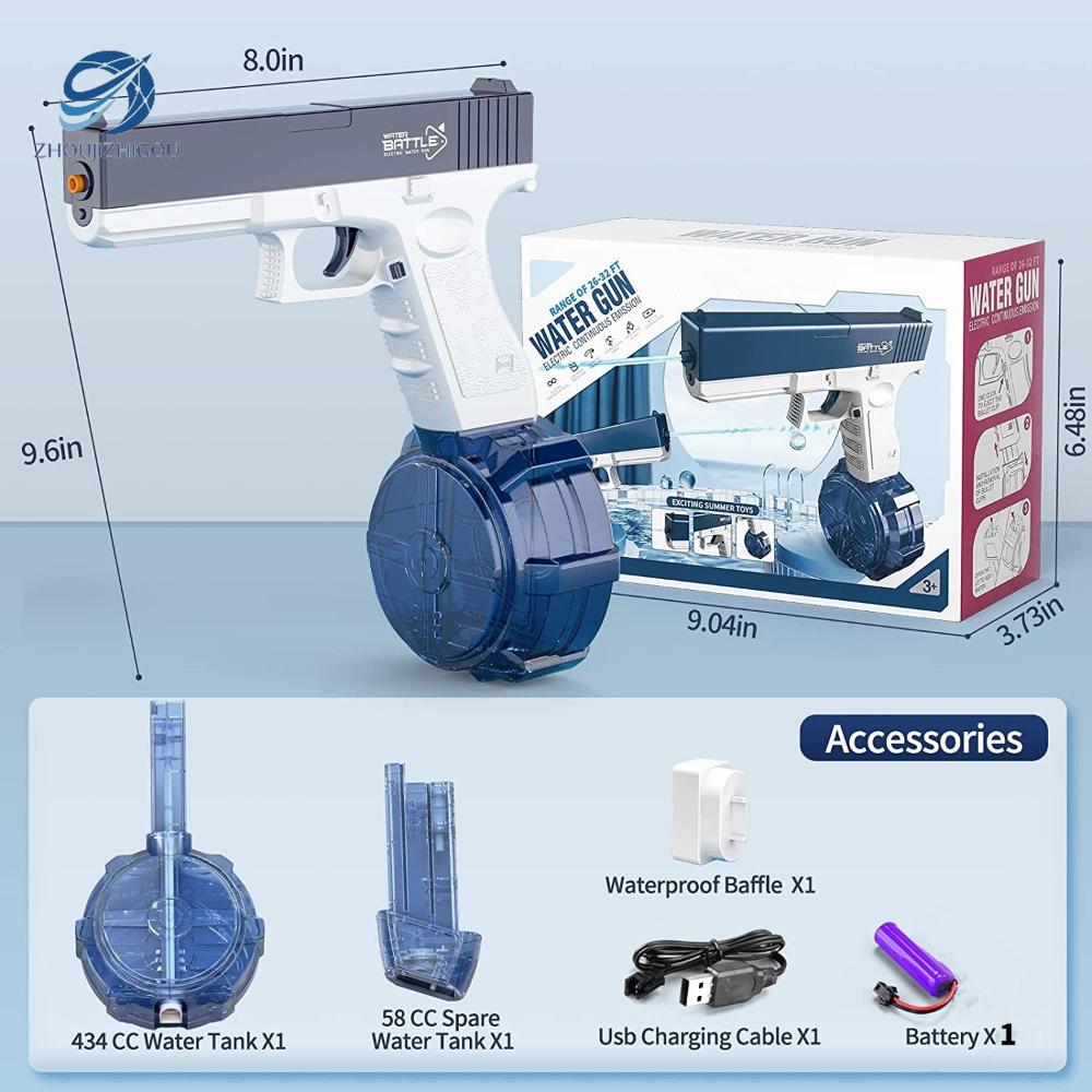 Electric Automatic Water Pistol with 2 Magazines by HitMyNeed