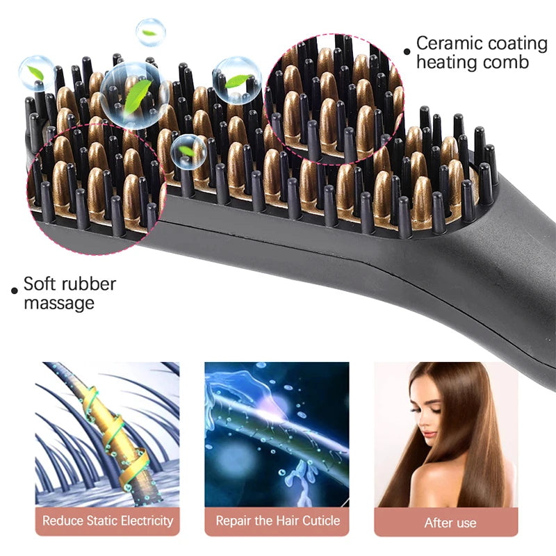 Electric Beard & Hair Hot Comb Straightening Brush by HitMyNeed