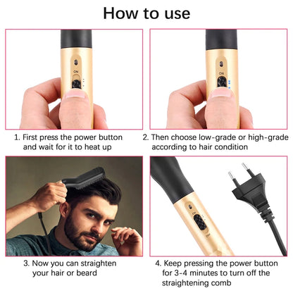 Electric Beard & Hair Hot Comb Straightening Brush by HitMyNeed