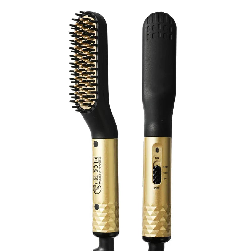 Electric Beard & Hair Hot Comb Straightening Brush gold us by HitMyNeed