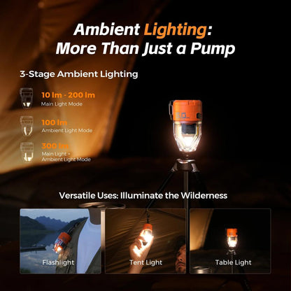 Electric Camping Air Pump with 3-Level Ambient Light by HitMyNeed
