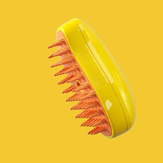 Electric Cat Steam Brush with Soft Silicone Comb yellow by HitMyNeed