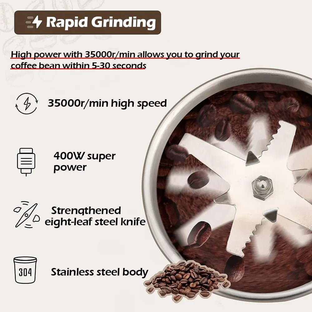 Electric Coffee & Spice Grinder 400W Multifunction by HitMyNeed