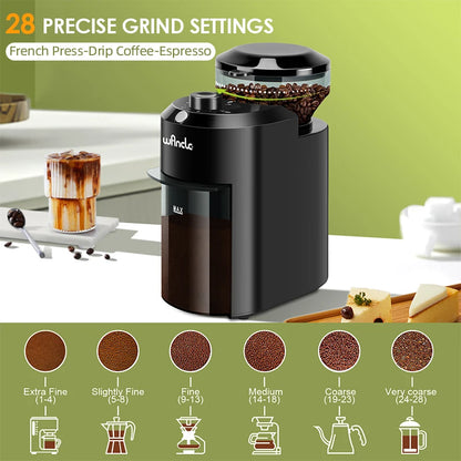 Electric Conical Burr Coffee Grinder with 28 Settings by HitMyNeed