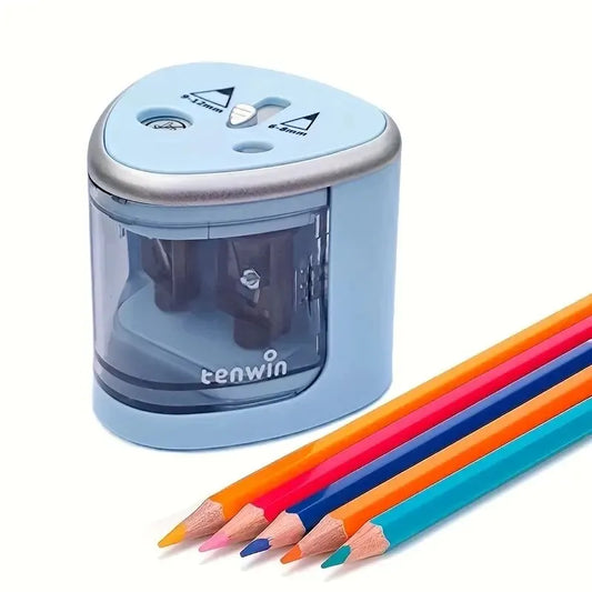 Electric Double Hole Pencil Sharpener 6-12mm blue by HitMyNeed