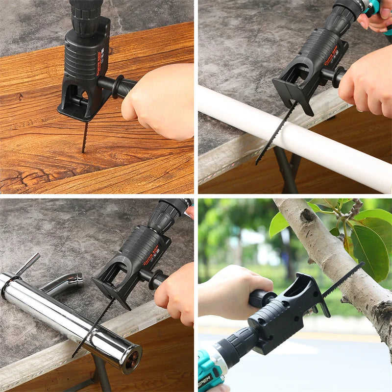 Electric Drill to Reciprocating Saw Adapter with Blade by HitMyNeed