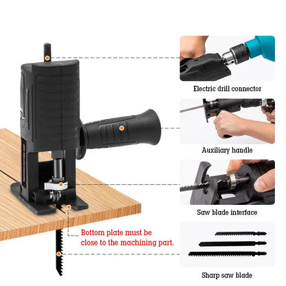 Electric Drill to Reciprocating Saw Adapter with Blade by HitMyNeed