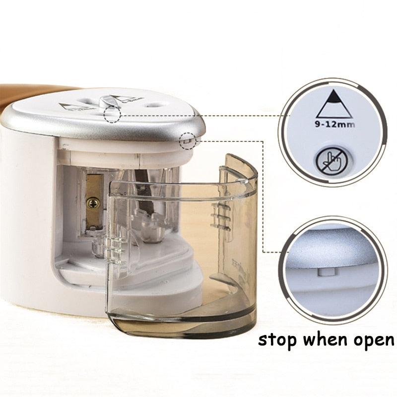 Electric Dual-Hole Pencil Sharpener, Battery Powered by HitMyNeed