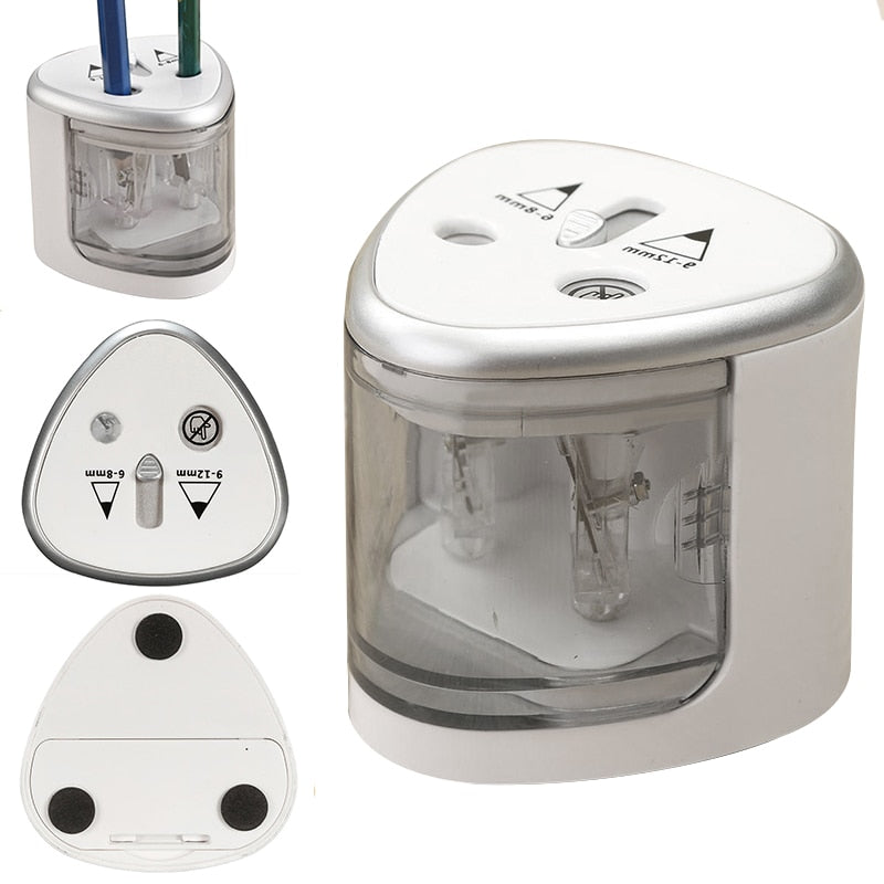 Electric Dual-Hole Pencil Sharpener, Battery Powered by HitMyNeed
