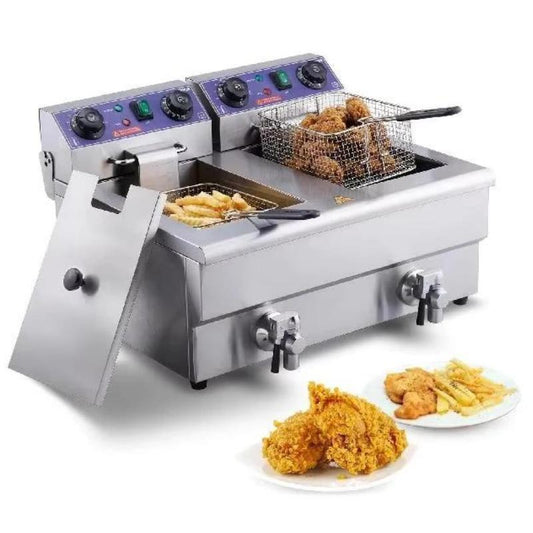 Electric Dual Tank 12L Commercial Countertop Fryer by HitMyNeed