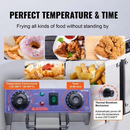 Electric Dual Tank 12L Commercial Countertop Fryer by HitMyNeed