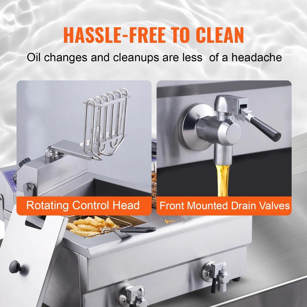 Electric Dual Tank 12L Commercial Countertop Fryer by HitMyNeed