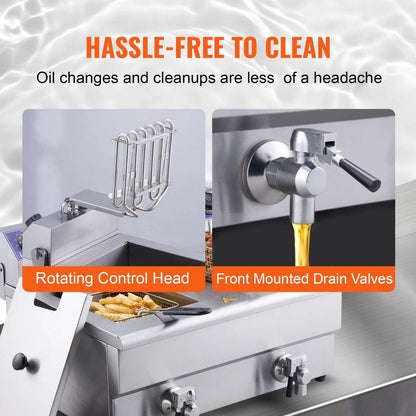 Electric Dual Tank 12L Commercial Countertop Fryer by HitMyNeed